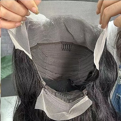 Curly frontal cap inside with combs and lace width