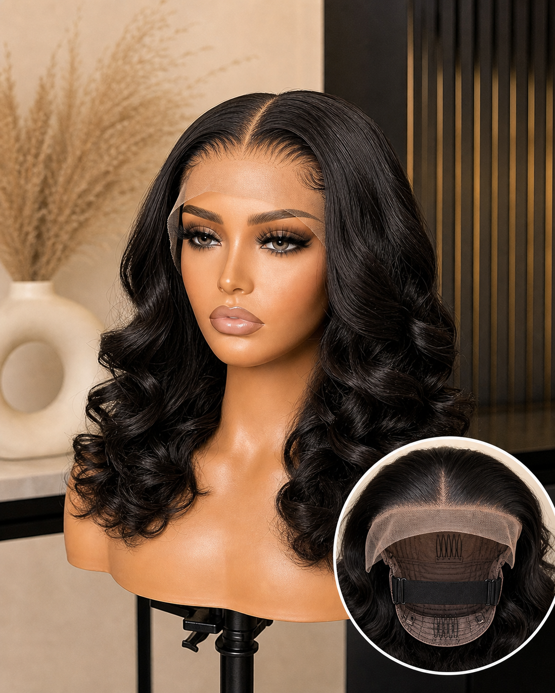 Mid tier bouncy curl frontal wig campaign visual